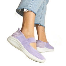 Violet women's sneakers on a pressed sole purple