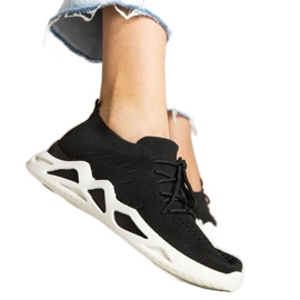 Black women's sneakers with a socking upper Black women's sneakers with a socking upper