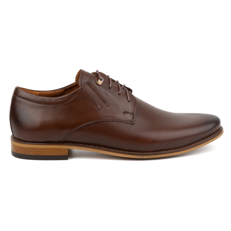 Olivier Men's elegant leather shoes 483 in a dark brown color
