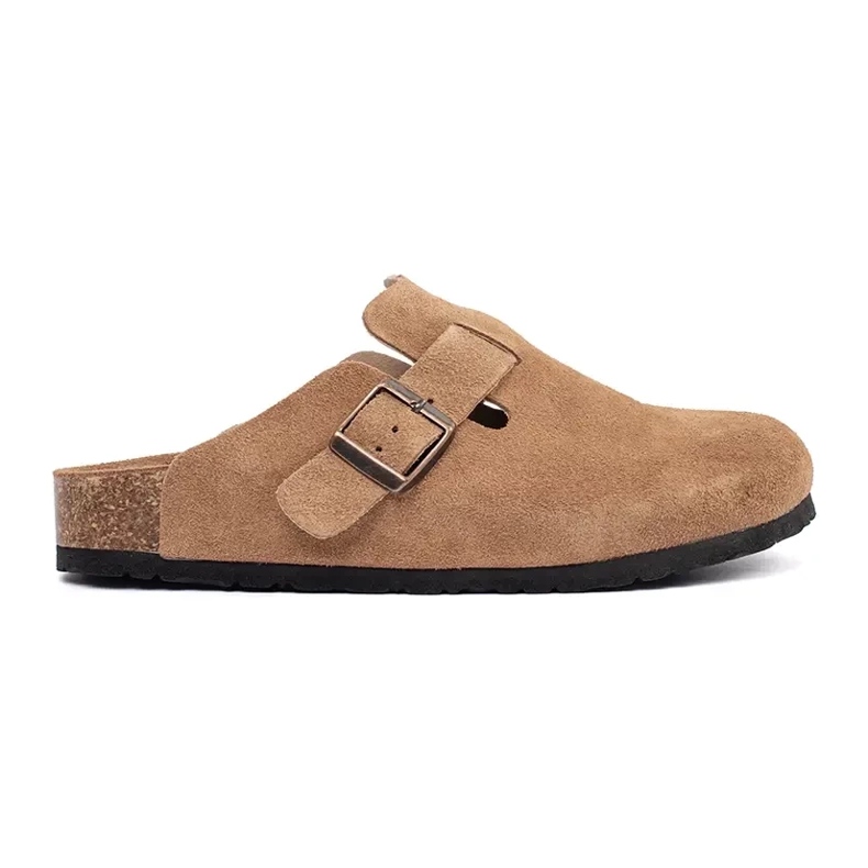 Goodin Brown leather flip flops