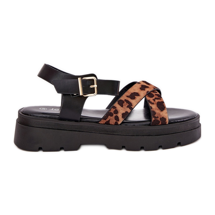 Women's sandals on the Platform with leopard print brown