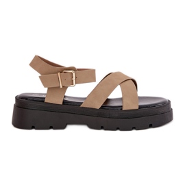 Women's sandals on Khaki eco leather platform beige Women's sandals on Khaki eco leather platform beige