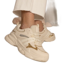 Beige women's sports sneakers with glitter Beige women's sports sneakers with glitter