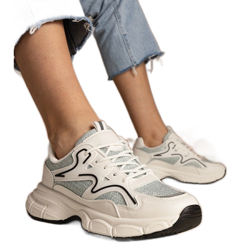 White and green women's sports sneakers White and green women's sports sneakers