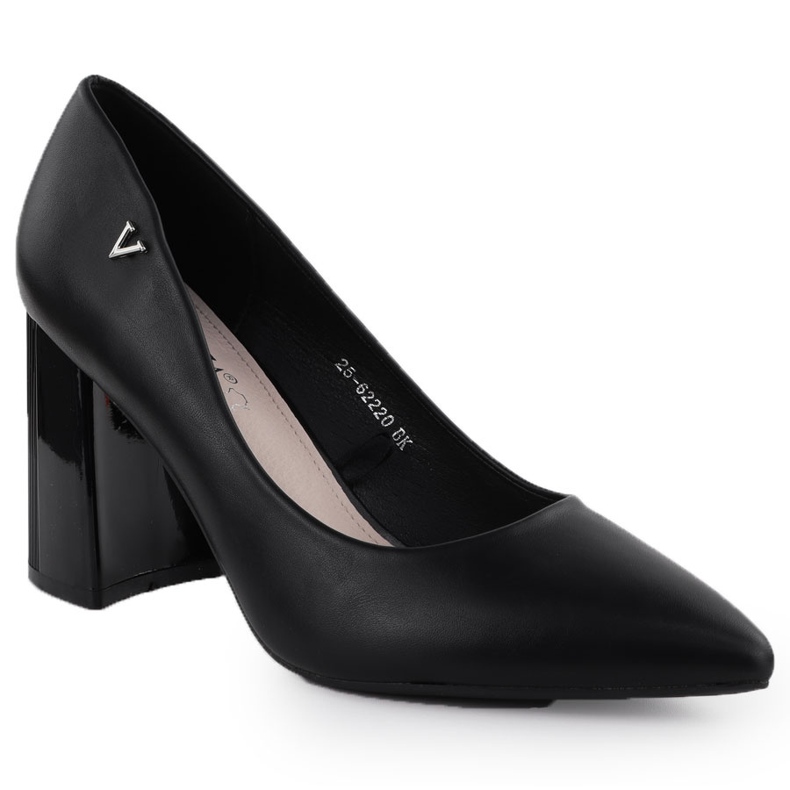 Women's pumps on the decorative post Black Vinceza 62220