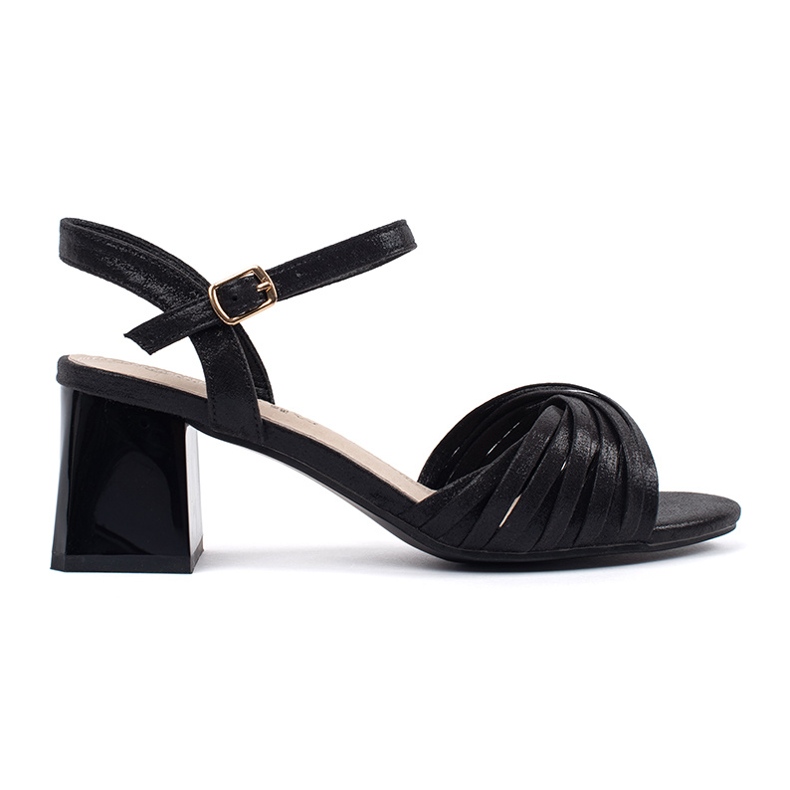 Goodin Black elegant sandals on a low post