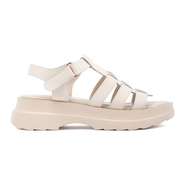 Goodin Beige sandals on the leather platform
