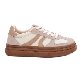 Women's sneakers on the platform dark beige