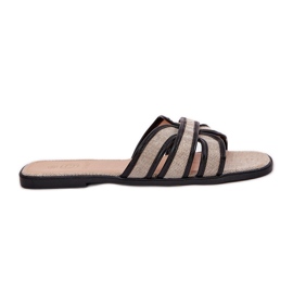 Classic women's flat beige-black flip flops