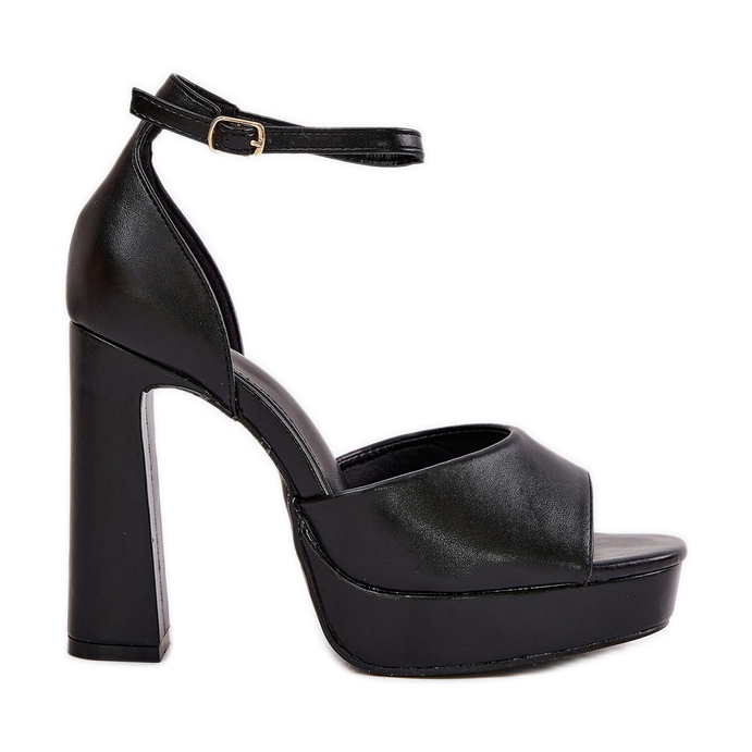 Women's sandals on the post and platform Eco Leather Black