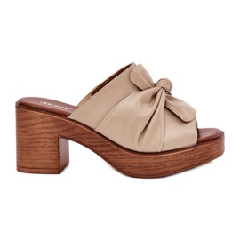 Women's flip flops on the eco -leather post beige