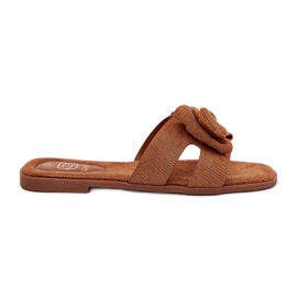 Flat women's flip flops with a Camel bow brown Flat women's flip flops with a Camel bow brown