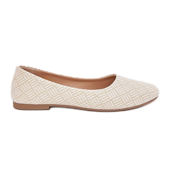 Flat women's ballerinas with golden glitter