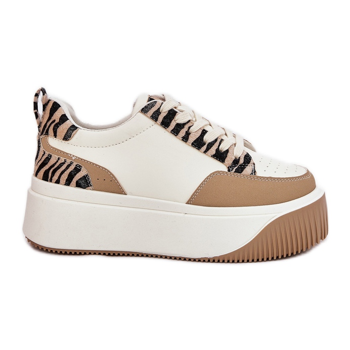 Women's sneakers on a massive platform beige zebra