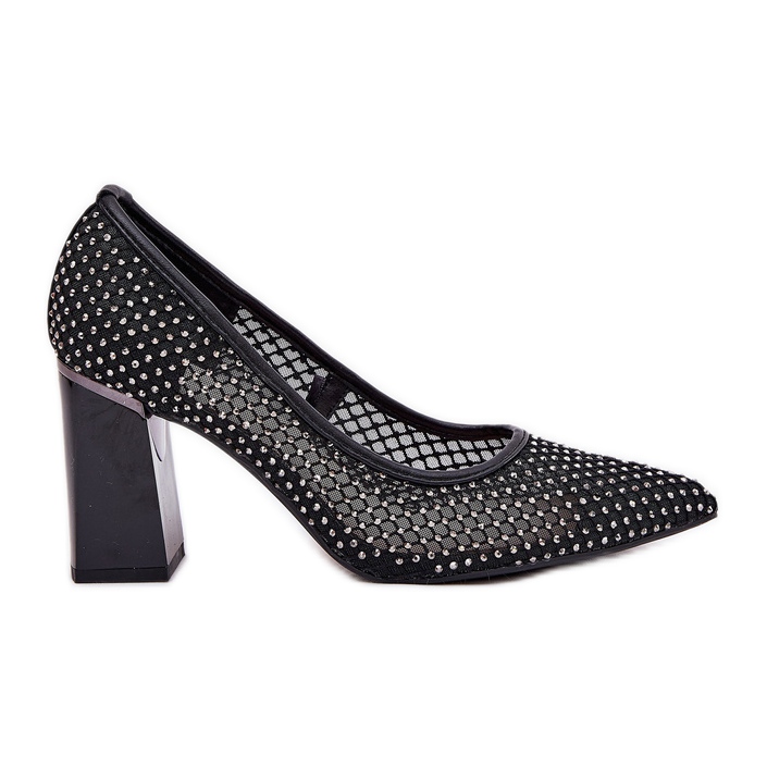 Decorated mesh pumps on the Vinceza 62211 black post