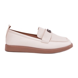 Elegant women's loafers with a decorative small detail of Vinceza 62208 beige