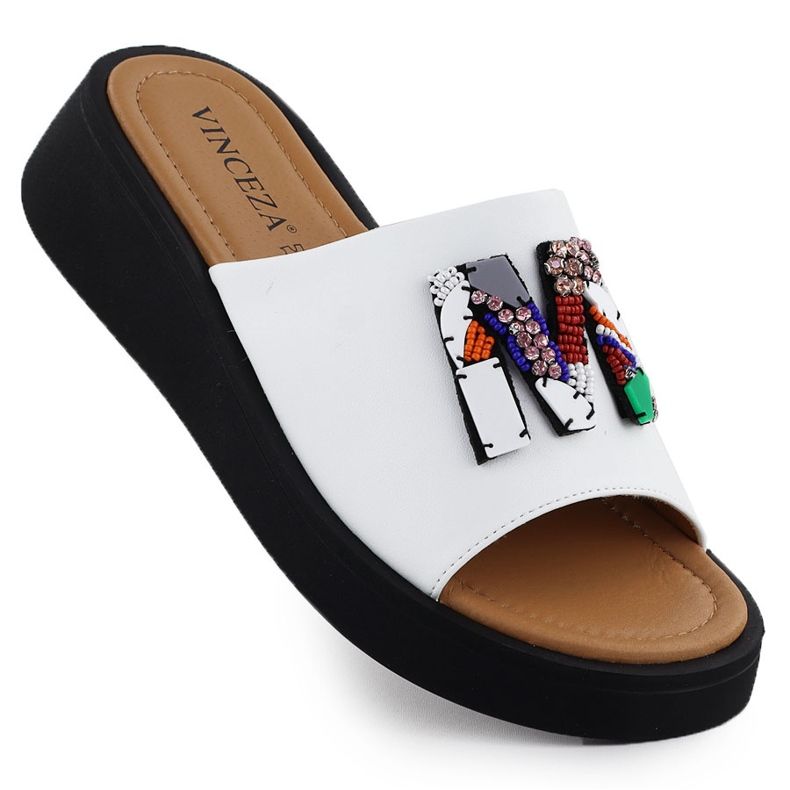 Women's white slippers Vinceza 66623