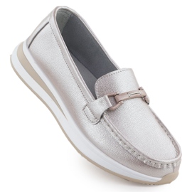 Leather moccasin shoes on the pearl platform pink s.barski gr51-598 Leather moccasin shoes on the pearl platform pink s.barski gr51-598