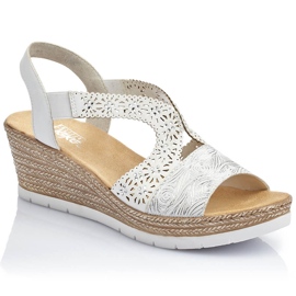 White women's sandals Rieker openwork pattern White women's sandals Rieker openwork pattern