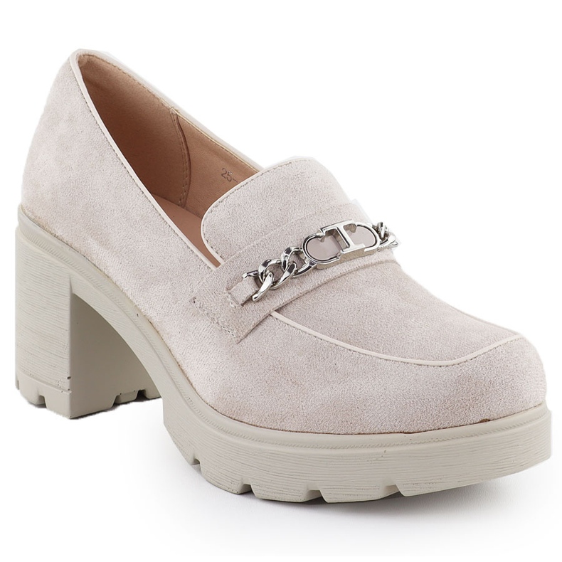 Women's shoes with suede beige Potocki sz12629 with a chain