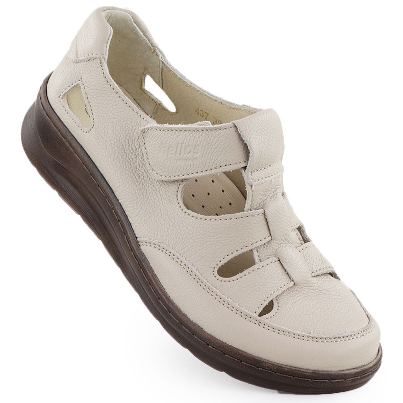 Women's leather shoes on the Velcro Ecru Helios 437 Velcro beige