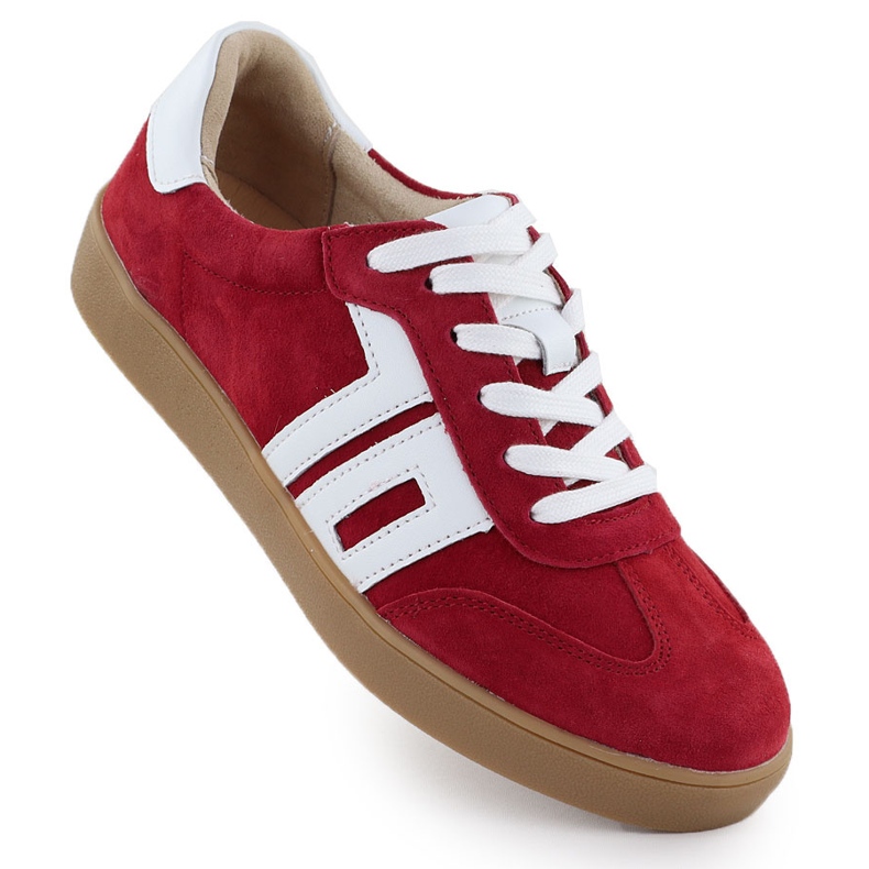 Vinceza red leather women's sports shoes