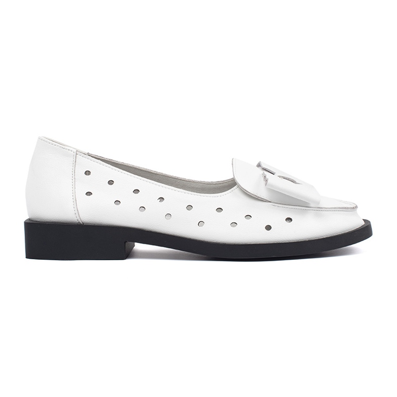 Goodin White women's shoes with holes and a bow