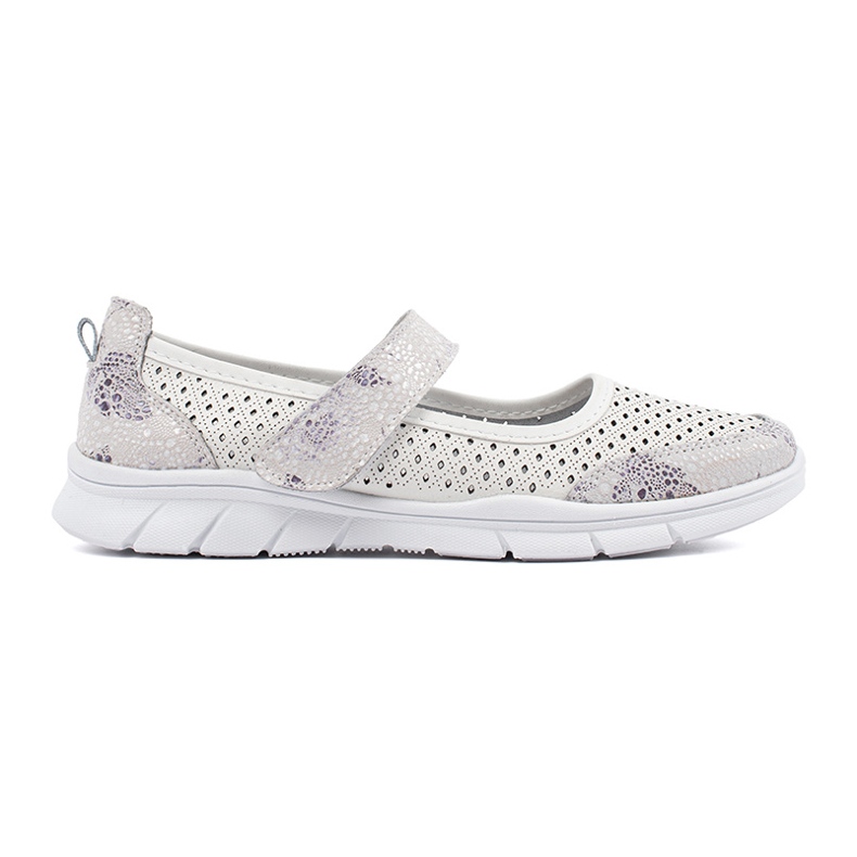 Goodin White openwork leather sports ballerinas