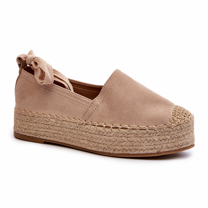 Bellucci Women's Espadrilles Tied On A Platform With Braid Beige Tailesse