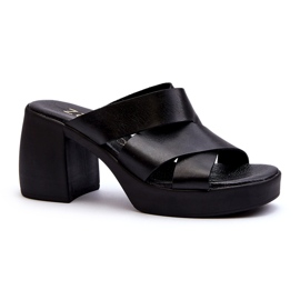 Zazoo 40373 Leather Flip-Flops with a Block, Black