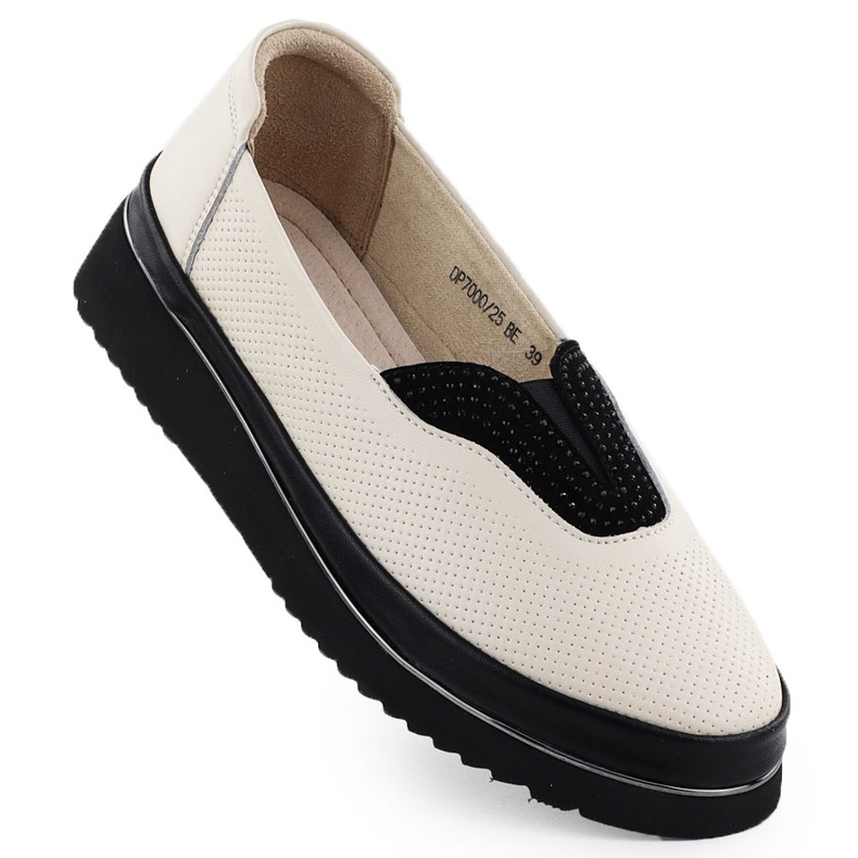 Women's leather shoes Filippo perforated beige