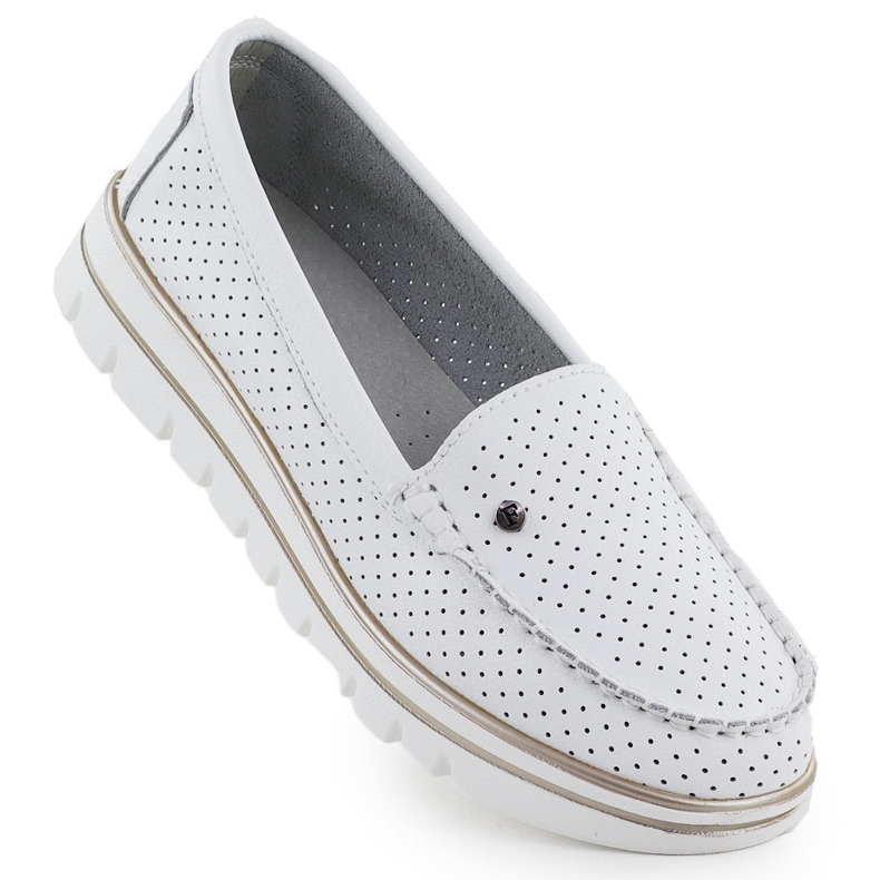 Openwork leather loafers on the white Filippo DP7006 platform