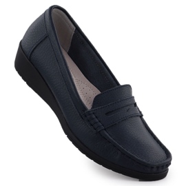 Women's leather moccasins on a platform navy blue sabatina jhy01 Women's leather moccasins on a platform navy blue sabatina jhy01