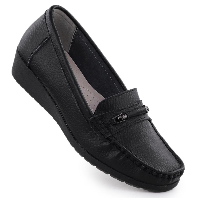 Women's leather loafers on the elevation Black Sabatina JHY02 Women's leather loafers on the elevation Black Sabatina JHY02