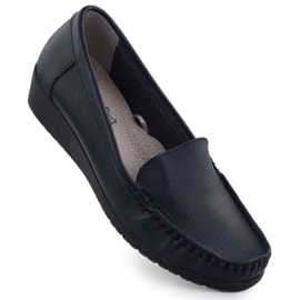 Women's leather loafers on a platform navy blue sabatina jhy03 Women's leather loafers on a platform navy blue sabatina jhy03