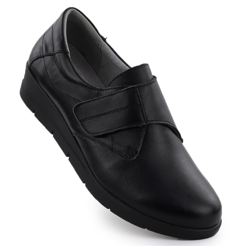 Women's leather shoes on wedges black Sabatina JHY202 Women's leather shoes on wedges black Sabatina JHY202