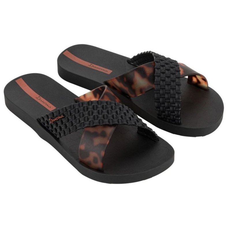 IPANEMA SLIDE SLIDE 27214 BC402 Black leopard flip -flops