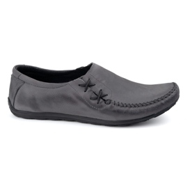Olivier Men's shoes leather loafers inserted 306kz gray grey