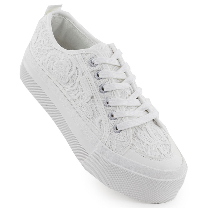 Low women's sneakers with lace white big star rr274747