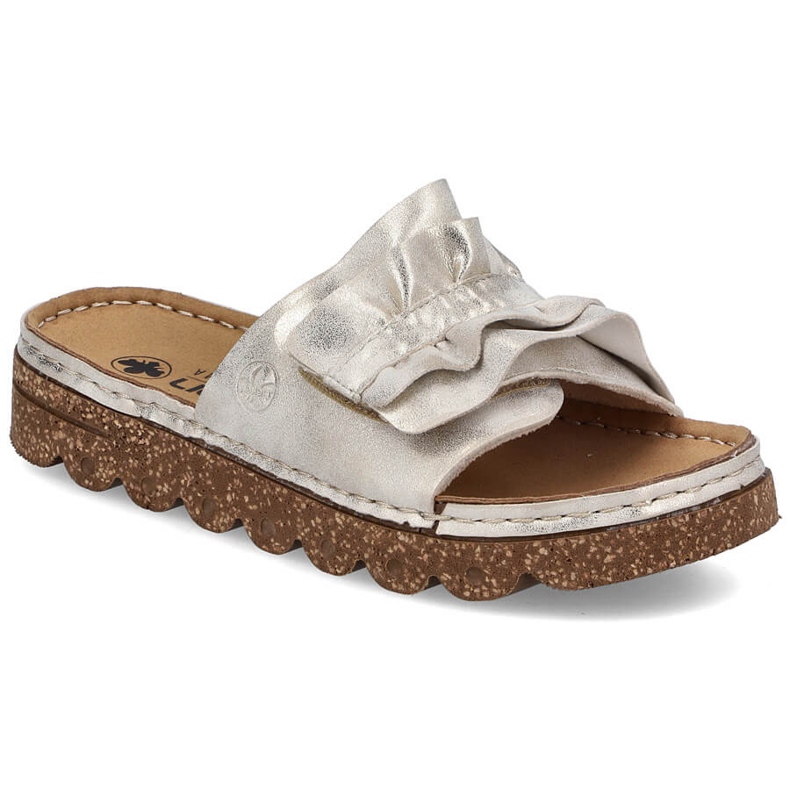 Women's flip flops on platform with golden rieker v8763-60