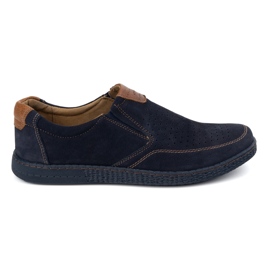 KOMODO Men's leather shoes casual 854/2 navy blue