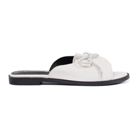 Goodin White flat flip flops with a bow