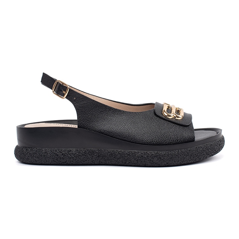 Goodin Black flat sandals with an ornament Goodin Black flat sandals with an ornament