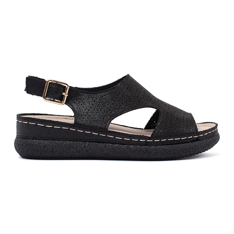 Goodin Black sandals on a light platform