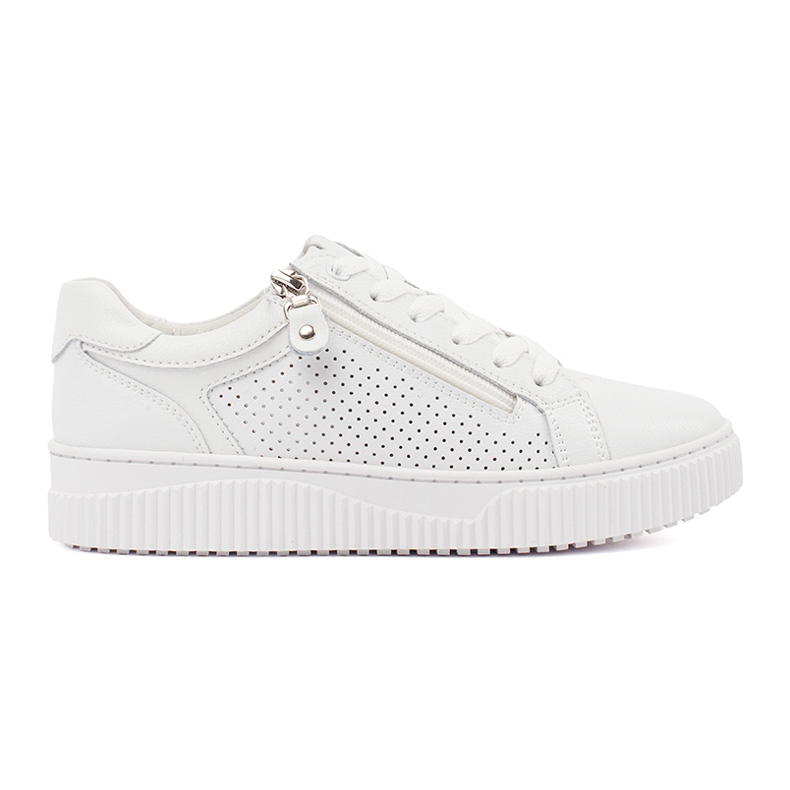 Goodin White sports sneakers on a natural leather platform