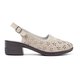 Goodin Beige browned low -heeled sandals