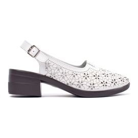 Goodin White painted low -heeled sandals