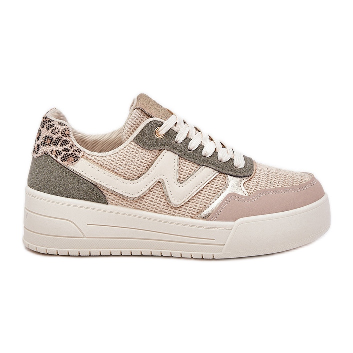 Women's sports shoes on the platform leopard leopard green