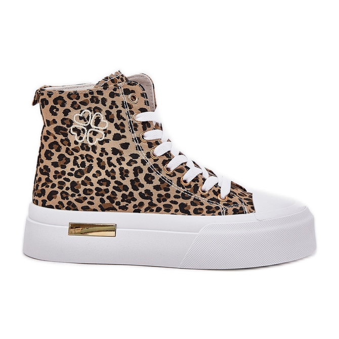 High women's leopard sneakers on the platform brown High women's leopard sneakers on the platform brown