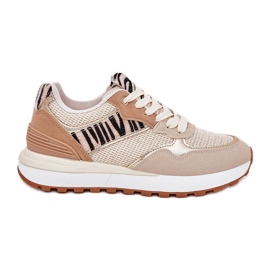 Women's sports shoes on the platform zebra beige